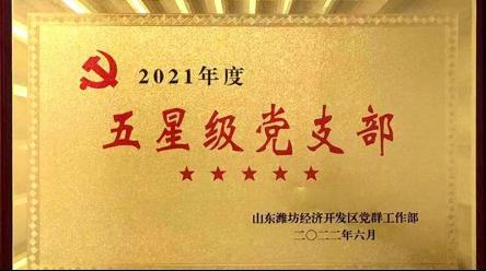 喜訊！華全集團黨支部被評為濰坊經濟開發區五星級黨支部